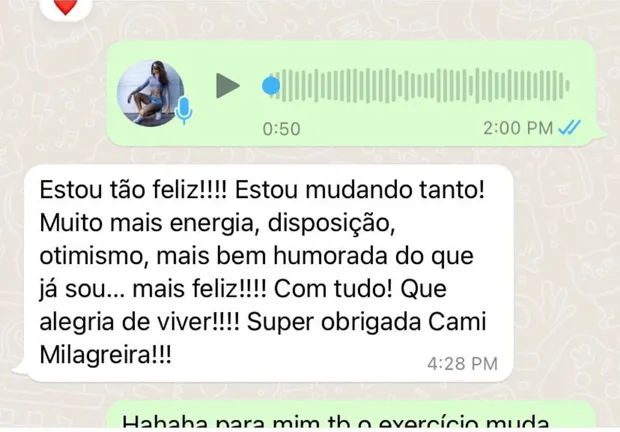 Depoimento de aluna sobre energia e humor